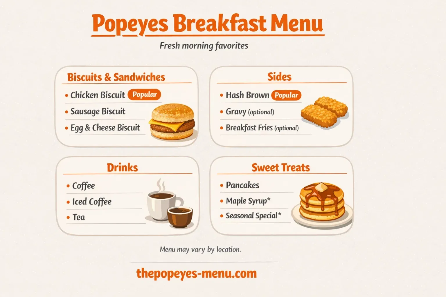 popeyes breakfast menu