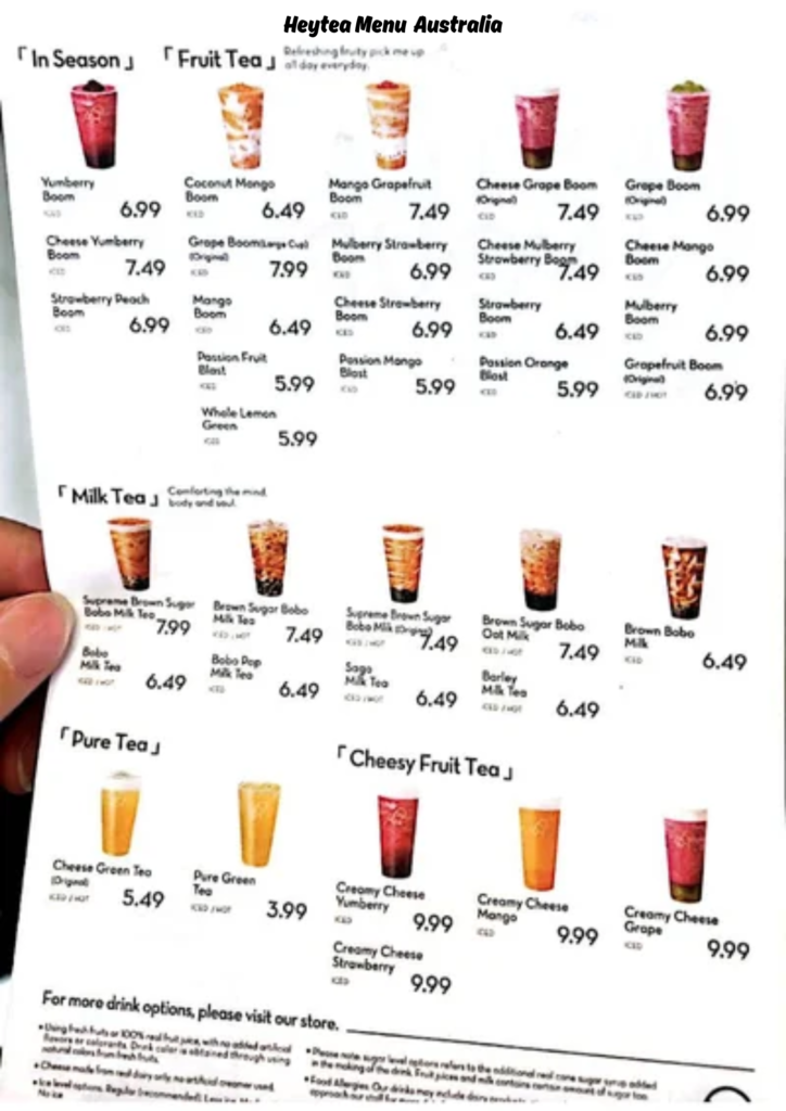 60 Heytea Menu Australia